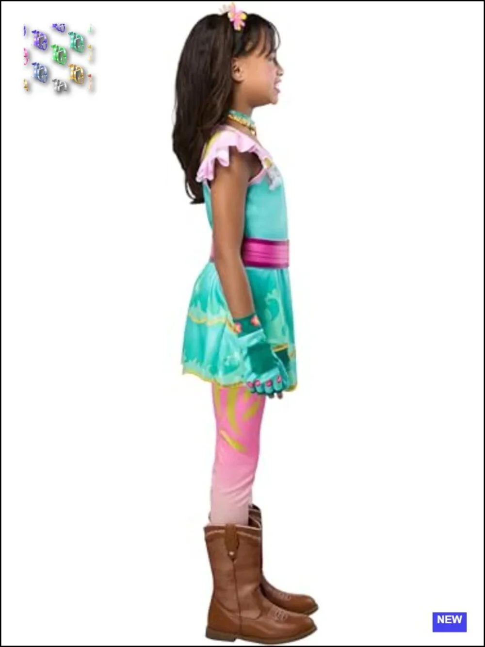 Kids Unicorn Academy Costume Dress Belt Leggings Gloves Necklace Hair Clips